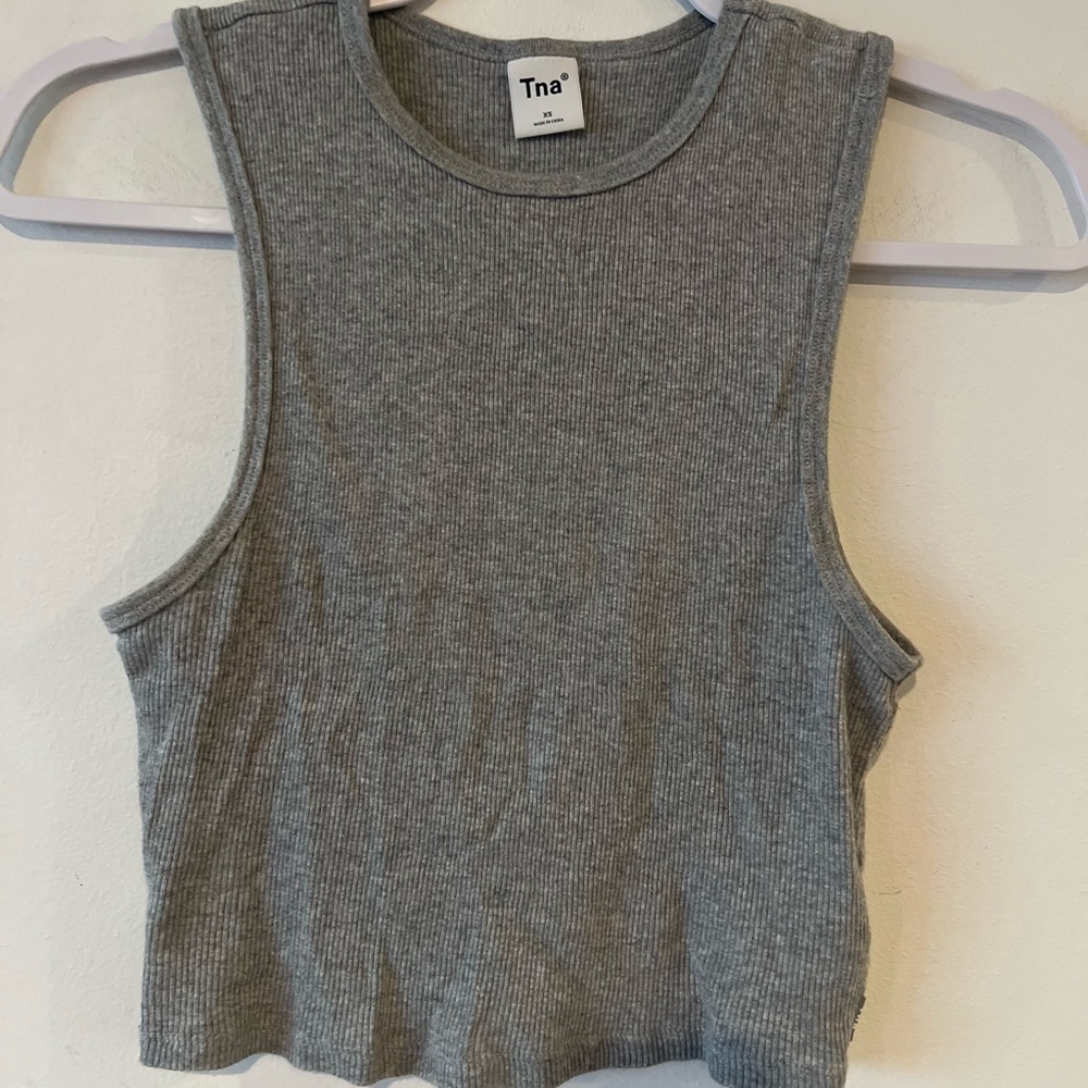 TNA Aritzia Heather Gray Ribbed Tank Top Women’s XS Ribbed
